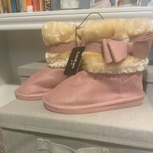 New Bebe Boots Shimmer Microsuede Faux Fur